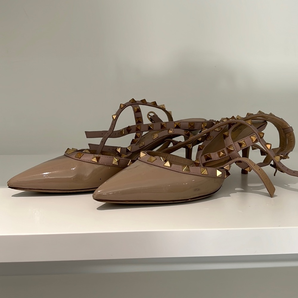 COPY - Valentino Rock Stud Kitten Heels - Nude